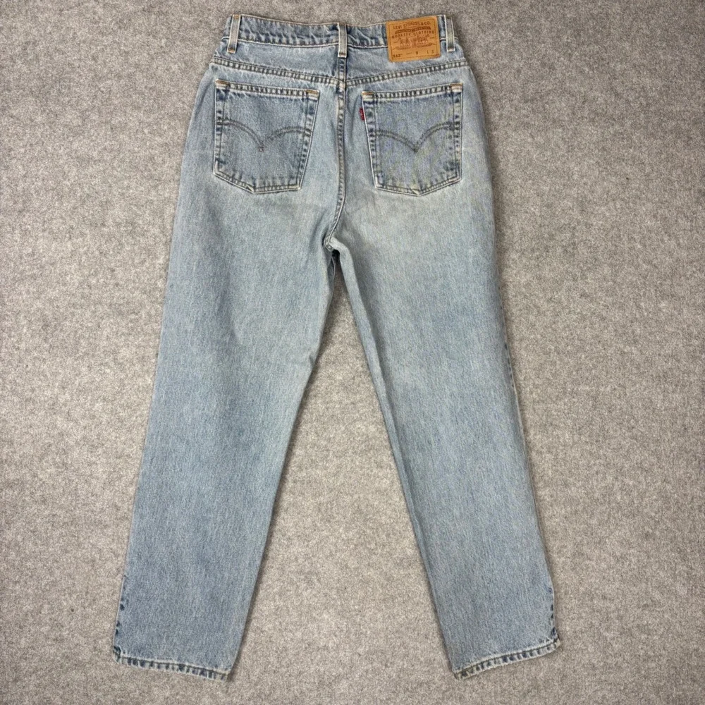 Levis 512 Vintage High Waisted Slim Fit Straight Leg Jeans Light Wash 10 Reg S